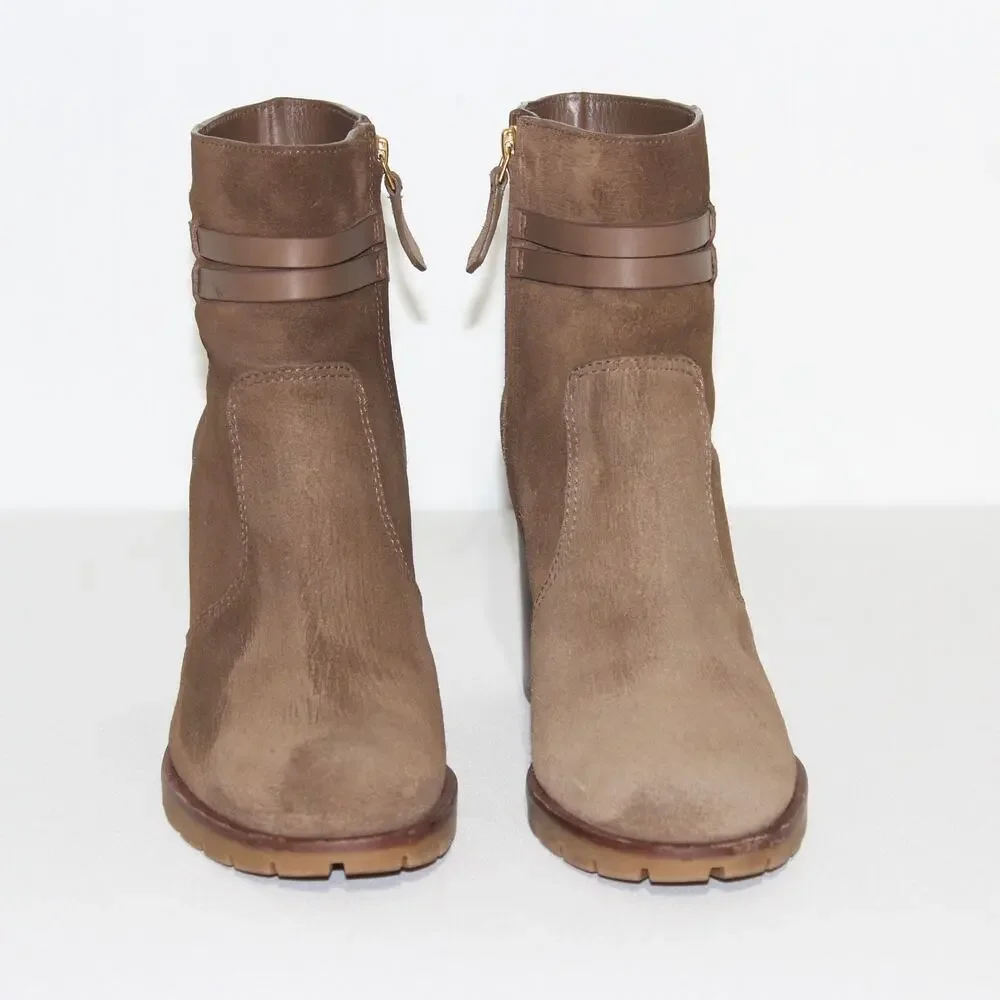 Tory Burch Leigh Lug Sole Booties In River Rock/ River Rock Size 8
